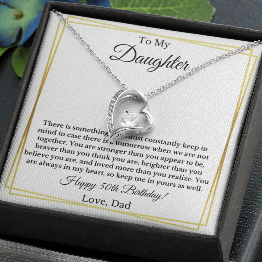 To My Daughter Happy 50th Birthday From Dad Forever Love Heart Necklace