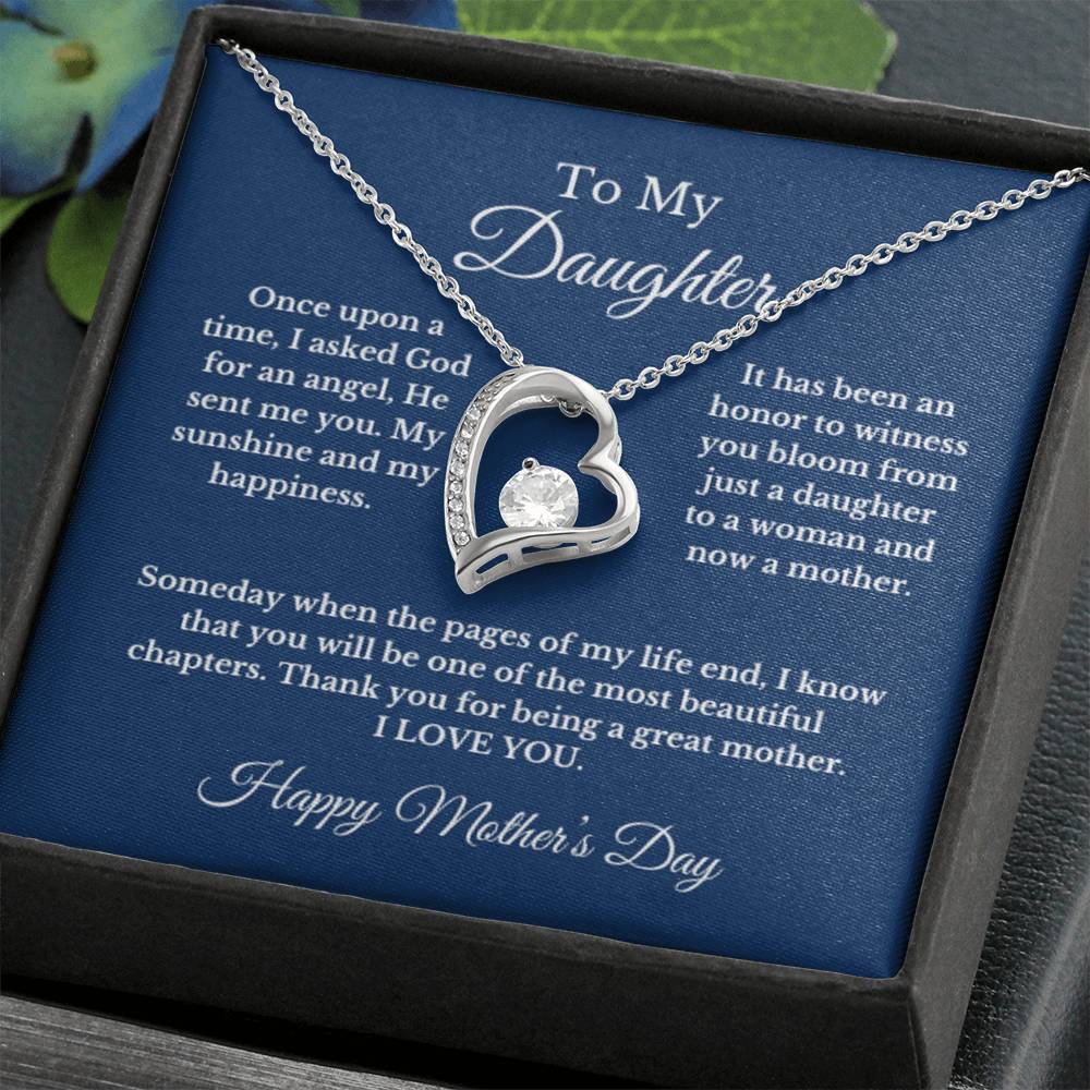 To My Daughter From Mom, Mother's Day Heart Necklace