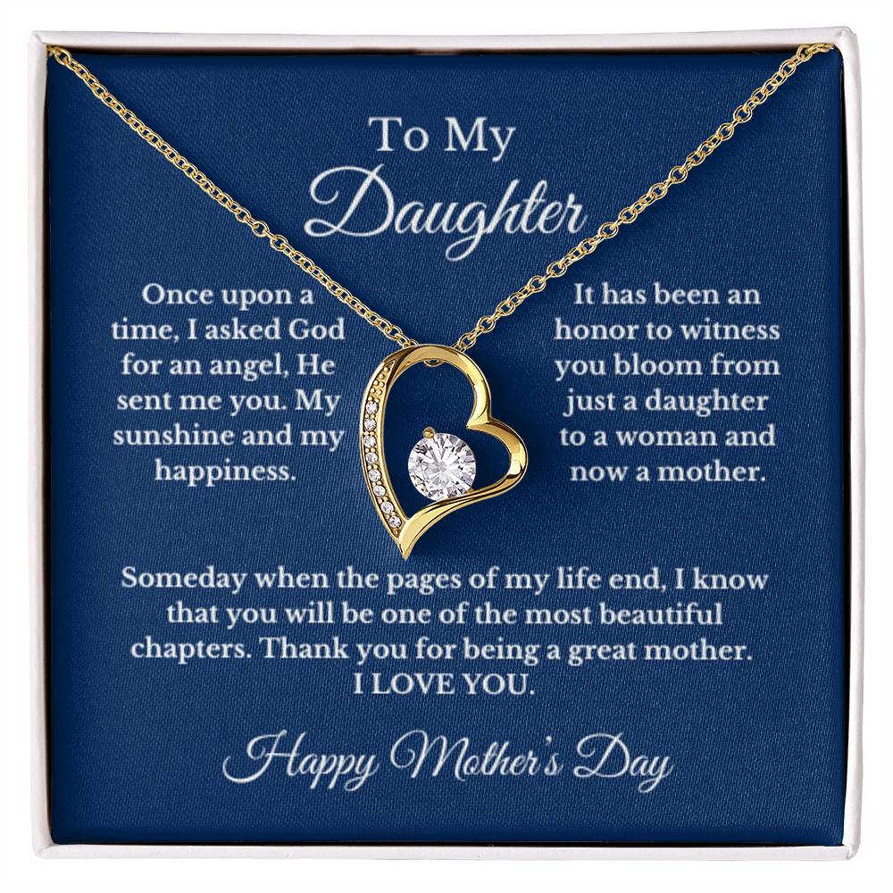 To My Daughter From Mom, Mother's Day Heart Necklace