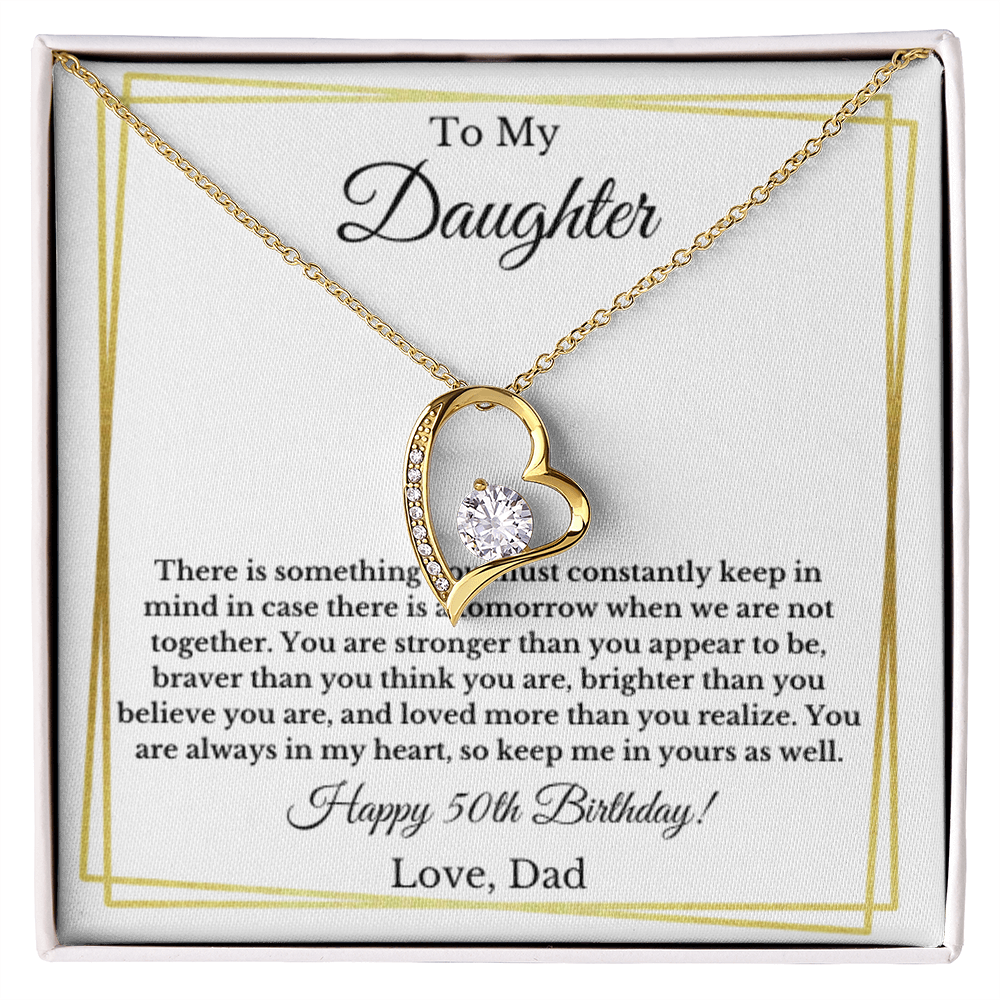 To My Daughter Happy 50th Birthday From Dad Forever Love Heart Necklace
