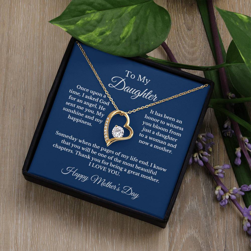 To My Daughter From Mom, Mother's Day Heart Necklace