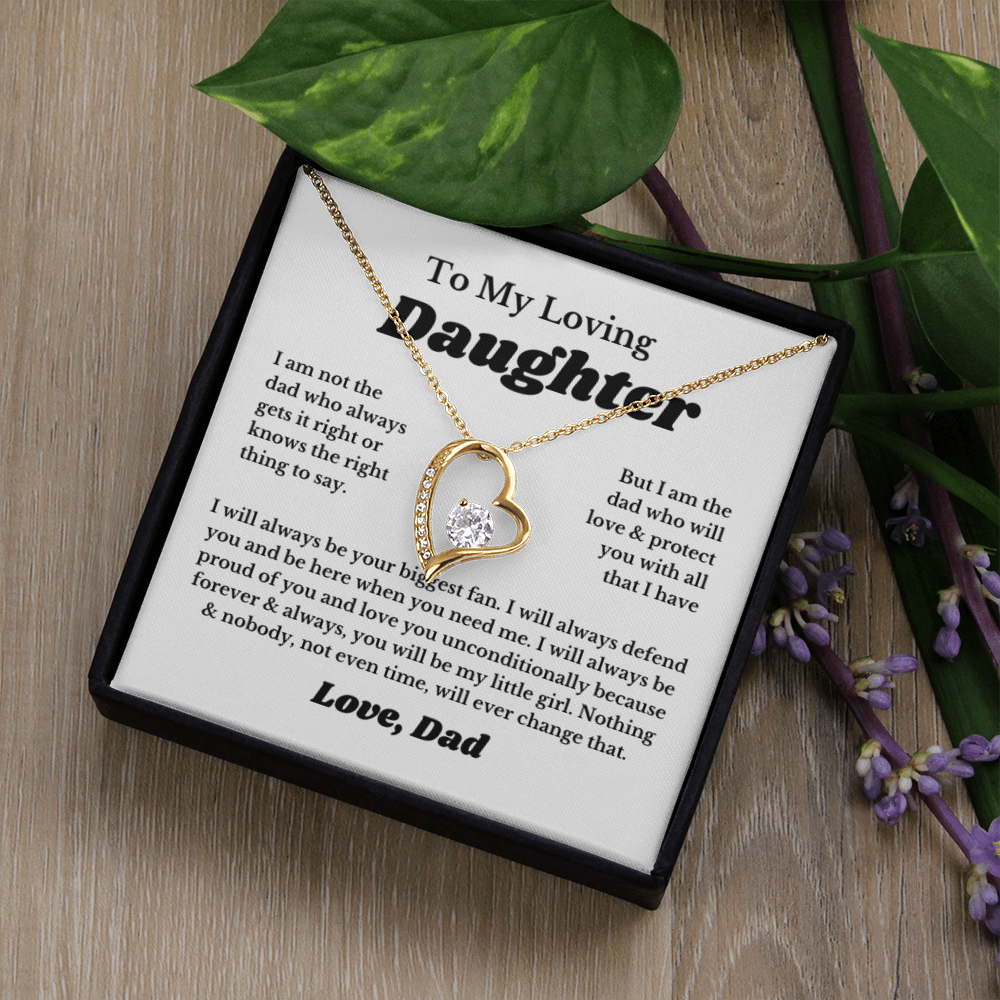 To My Daughter Heart Necklace Gift From Dad Jewelry