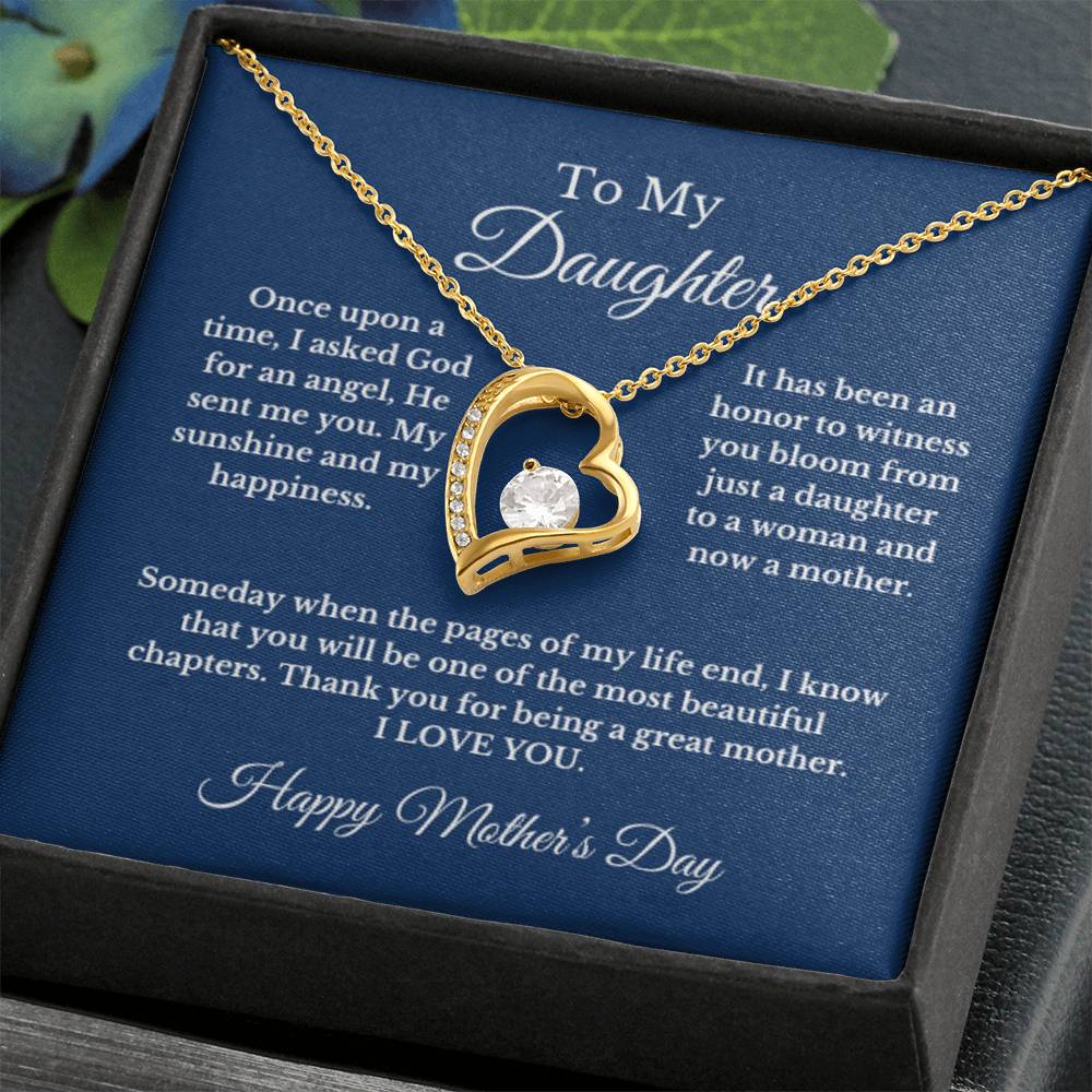 To My Daughter From Mom, Mother's Day Heart Necklace