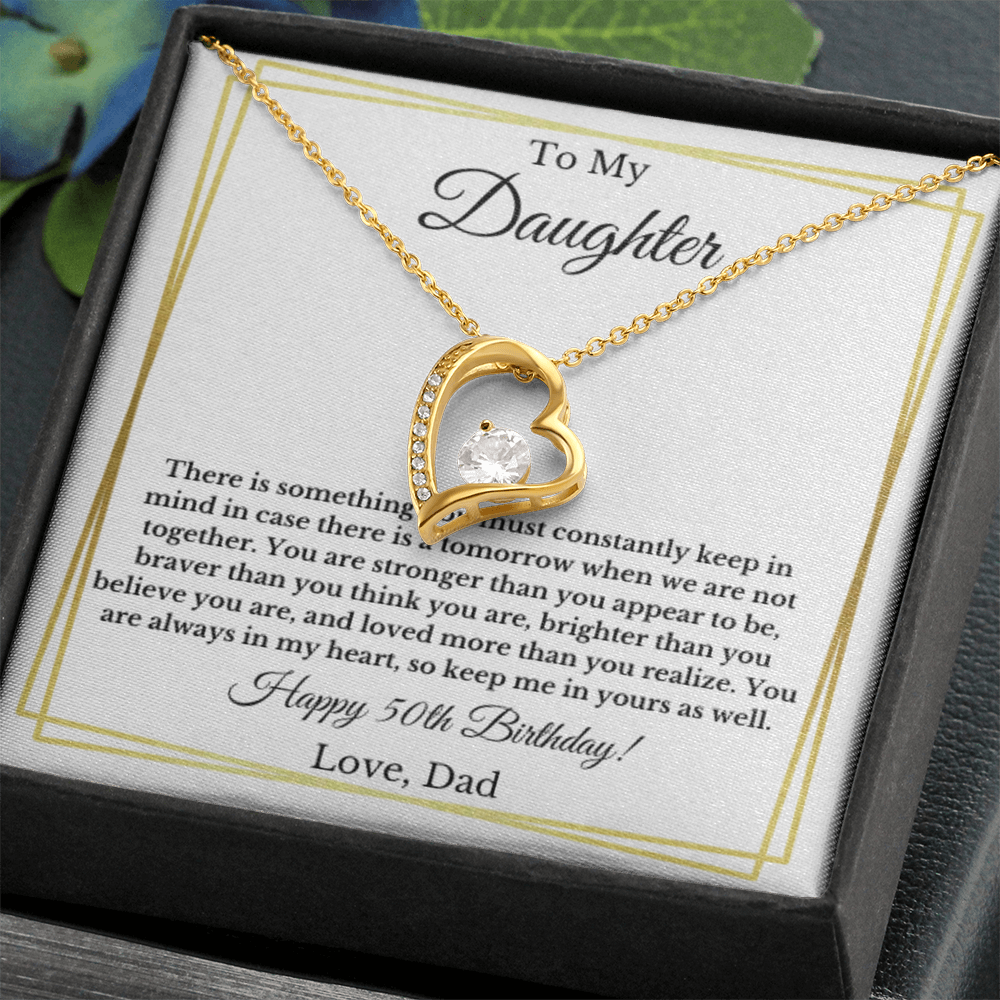 To My Daughter Happy 50th Birthday From Dad Forever Love Heart Necklace