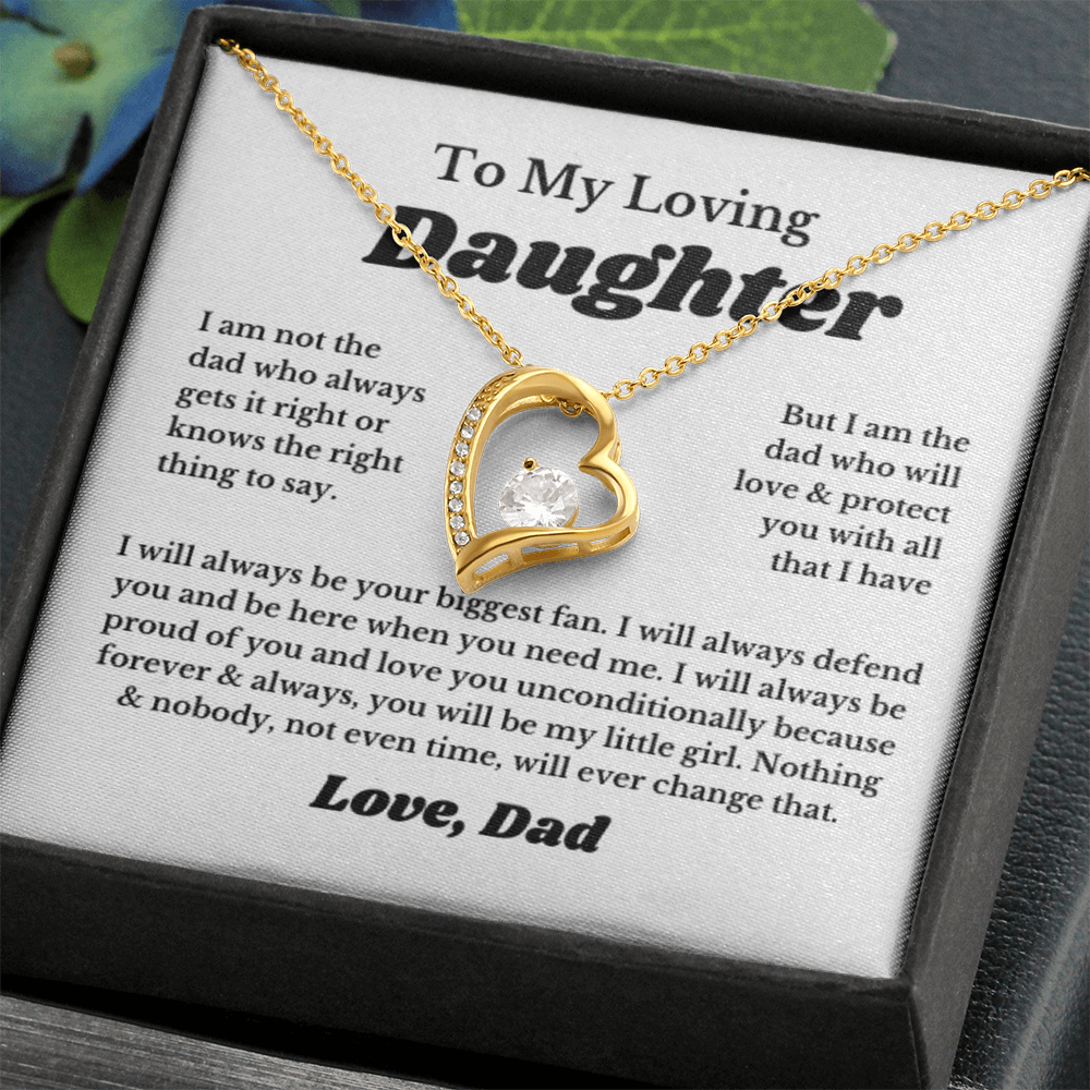 To My Daughter Heart Necklace Gift From Dad Jewelry