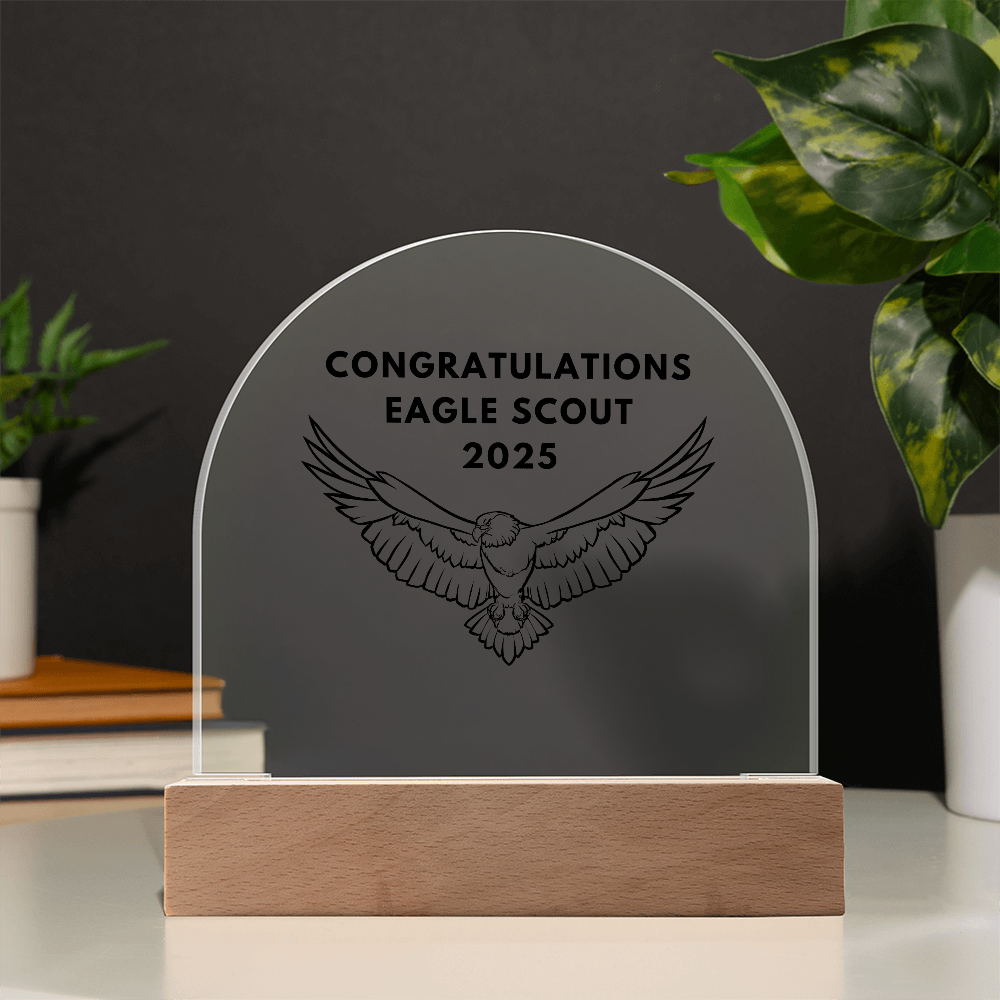 Acrylic Light Up Dome Plaque for Eagle Scout 2025 Gift