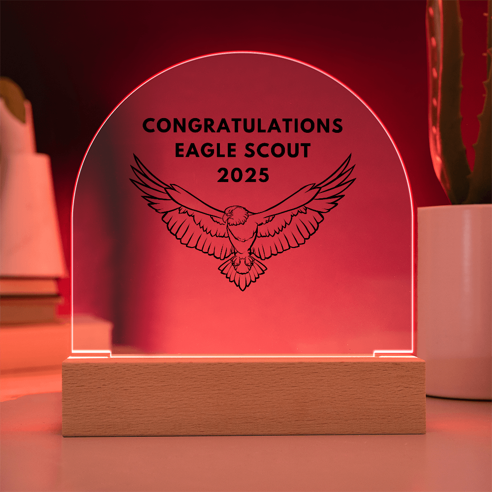 Acrylic Light Up Dome Plaque for Eagle Scout 2025 Gift