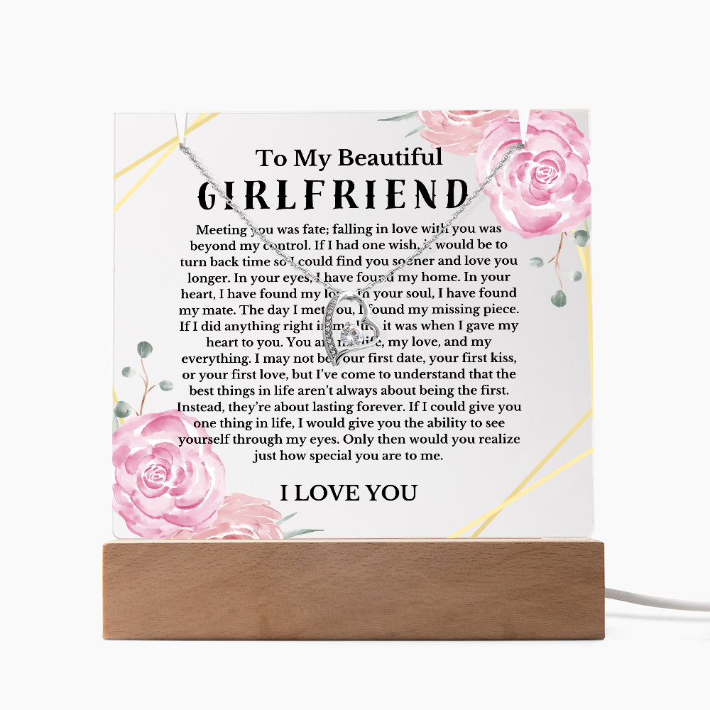 To My Beautiful Girlfriend Acrylic Plaque Necklace, Wife Birthday Gift, Valentines Gift for Soulmate, Anniversary Gift for Her, Future Wife, Girlfriend