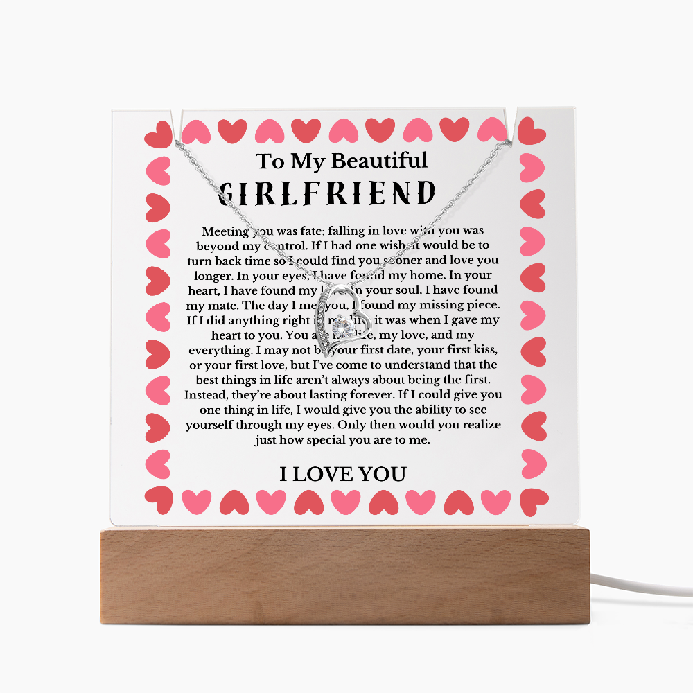 To My Beautiful Girlfriend Acrylic Plaque Necklace, Wife Birthday Gift, Valentines Gift for Soulmate, Anniversary Gift for Her, Future Wife, Girlfriend