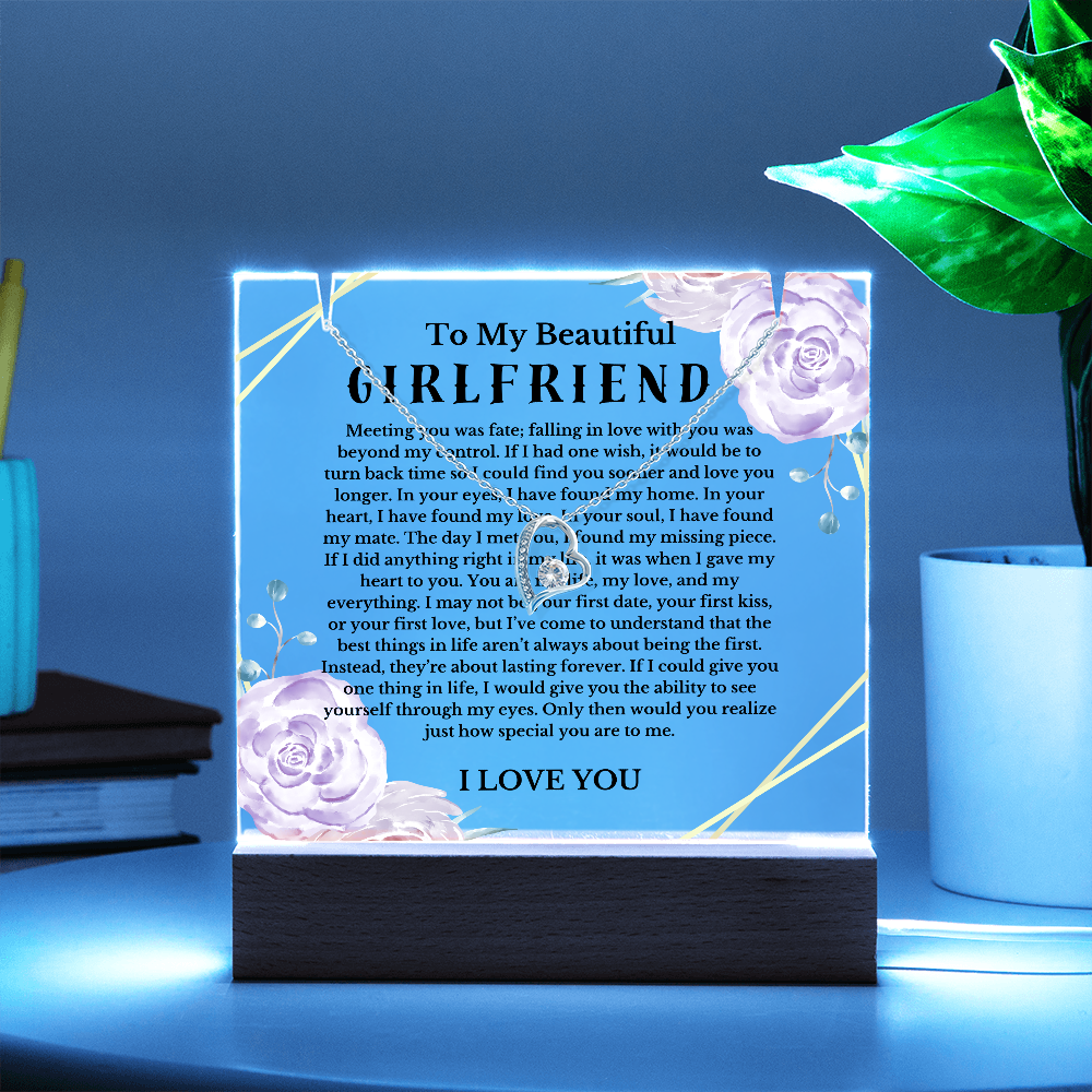 To My Beautiful Girlfriend Acrylic Plaque Necklace, Wife Birthday Gift, Valentines Gift for Soulmate, Anniversary Gift for Her, Future Wife, Girlfriend