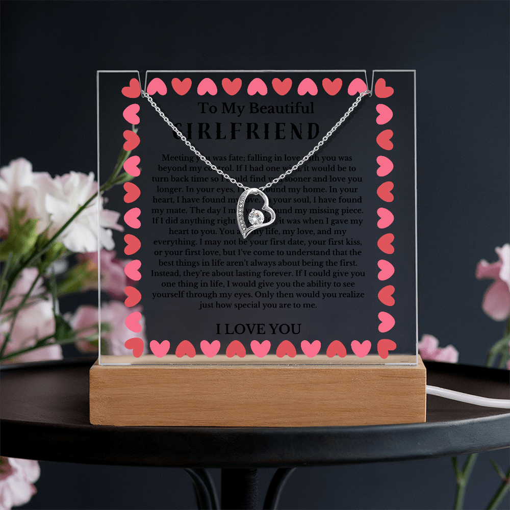 To My Beautiful Girlfriend Acrylic Plaque Necklace, Wife Birthday Gift, Valentines Gift for Soulmate, Anniversary Gift for Her, Future Wife, Girlfriend