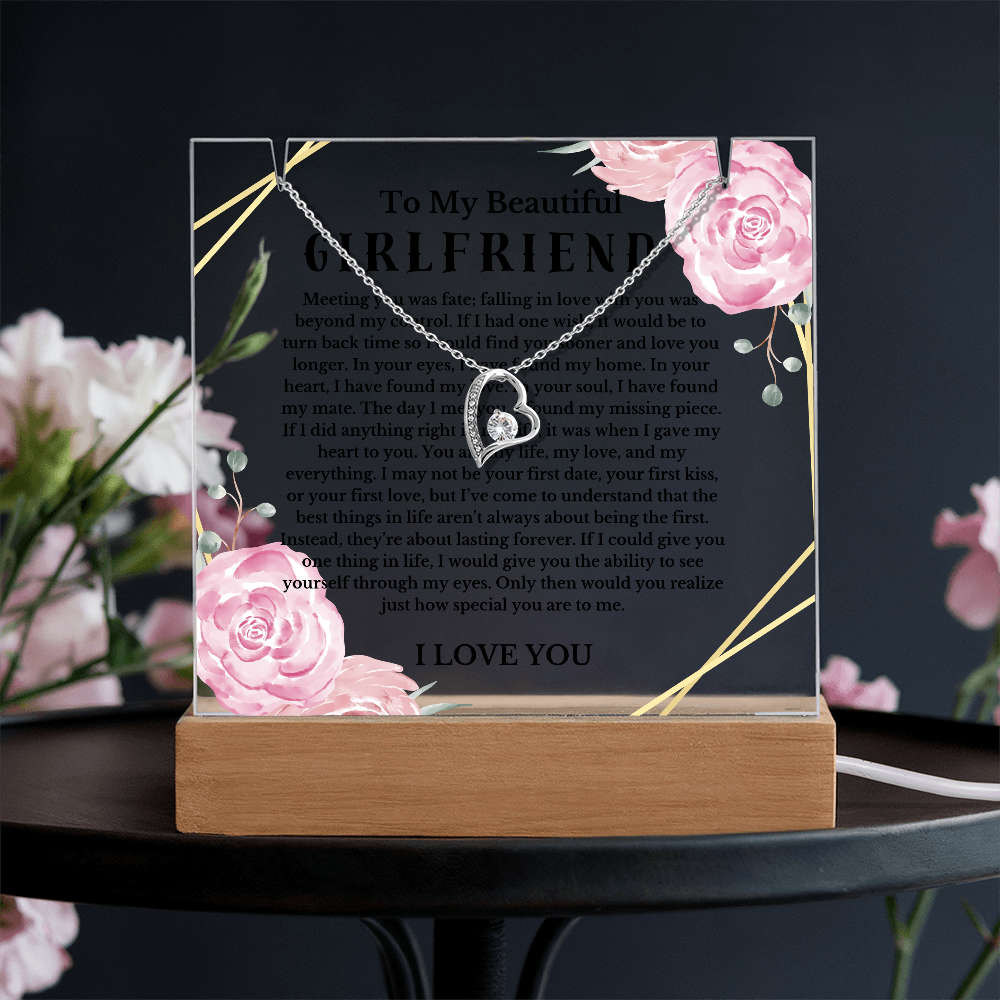 To My Beautiful Girlfriend Acrylic Plaque Necklace, Wife Birthday Gift, Valentines Gift for Soulmate, Anniversary Gift for Her, Future Wife, Girlfriend