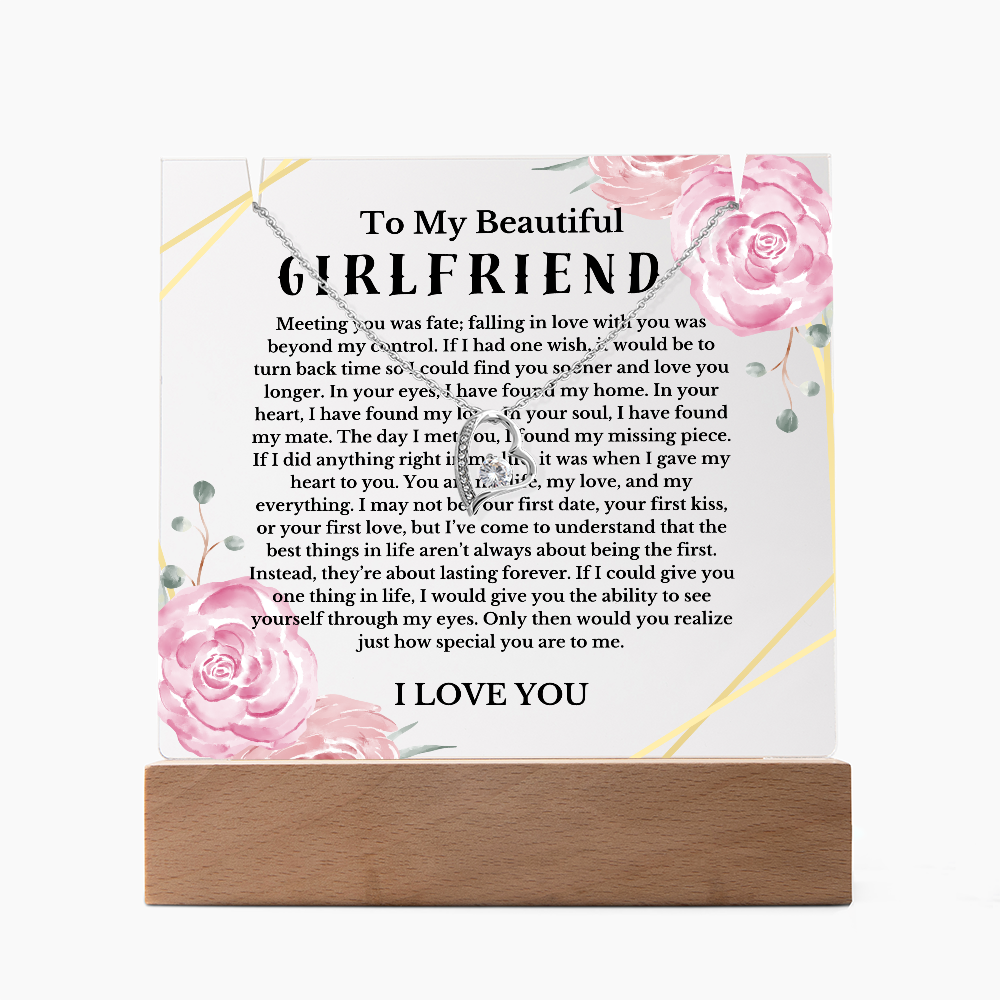 To My Beautiful Girlfriend Acrylic Plaque Necklace, Wife Birthday Gift, Valentines Gift for Soulmate, Anniversary Gift for Her, Future Wife, Girlfriend