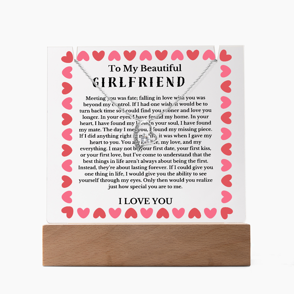 To My Beautiful Girlfriend Acrylic Plaque Necklace, Wife Birthday Gift, Valentines Gift for Soulmate, Anniversary Gift for Her, Future Wife, Girlfriend