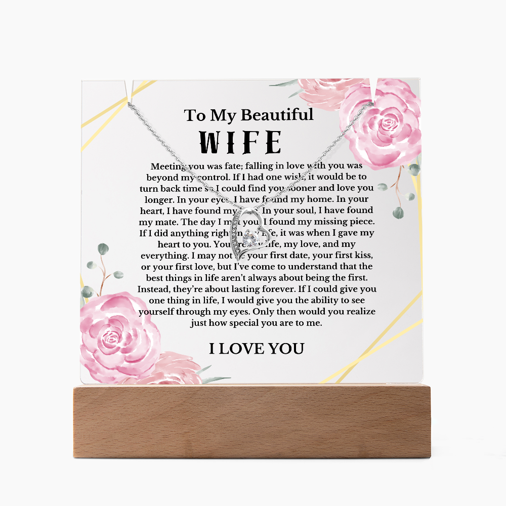 To My Beautiful Wife Acrylic Plaque Necklace, Wife Birthday Gift, Valentines Gift for Soulmate, Anniversary Gift for Her, Future Wife, Girlfriend