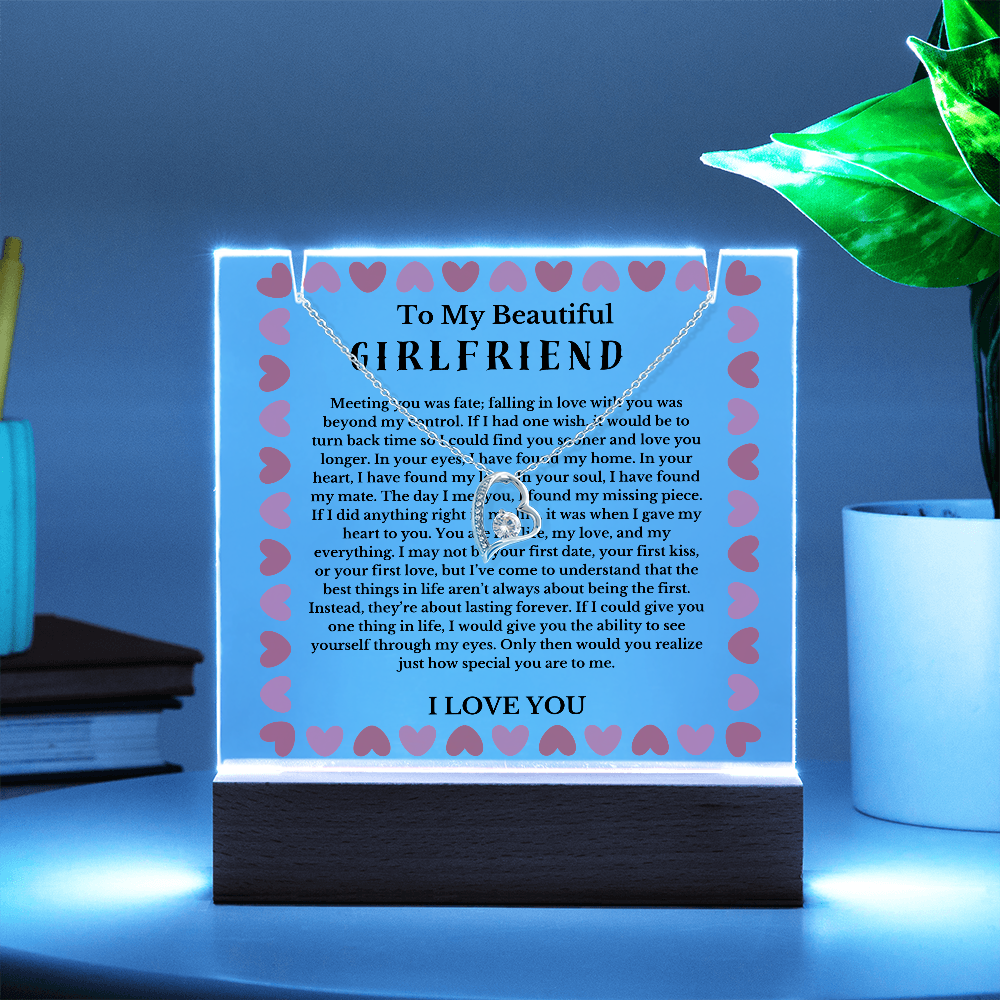 To My Beautiful Girlfriend Acrylic Plaque Necklace, Wife Birthday Gift, Valentines Gift for Soulmate, Anniversary Gift for Her, Future Wife, Girlfriend