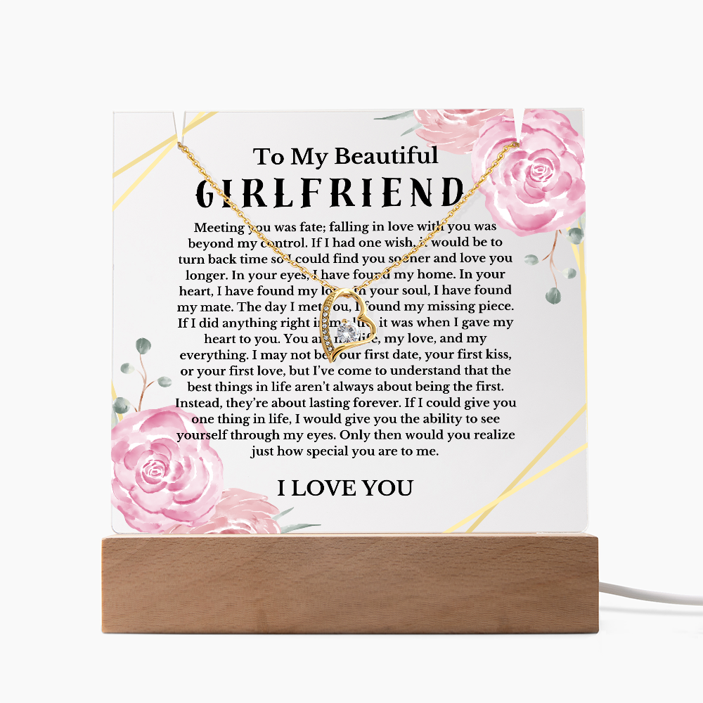 To My Beautiful Girlfriend Acrylic Plaque Necklace, Wife Birthday Gift, Valentines Gift for Soulmate, Anniversary Gift for Her, Future Wife, Girlfriend