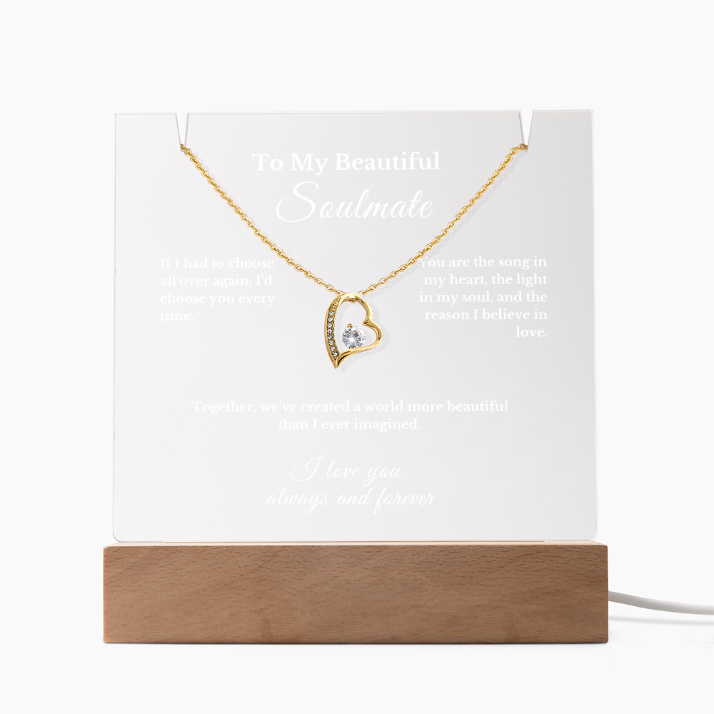 Romantic Gift for Wife, Soulmate Necklace and Acrylic Plaque, Cute Jewelry for Valentine's Day, Anniversary, Birthday, Thoughtful Gift for Her 6