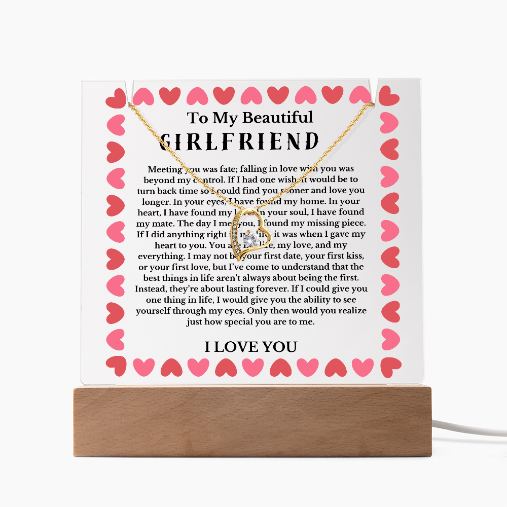 To My Beautiful Girlfriend Acrylic Plaque Necklace, Wife Birthday Gift, Valentines Gift for Soulmate, Anniversary Gift for Her, Future Wife, Girlfriend