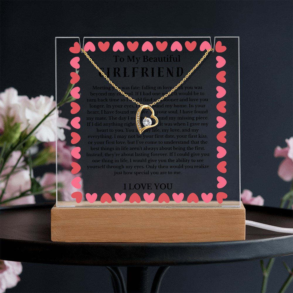 To My Beautiful Girlfriend Acrylic Plaque Necklace, Wife Birthday Gift, Valentines Gift for Soulmate, Anniversary Gift for Her, Future Wife, Girlfriend