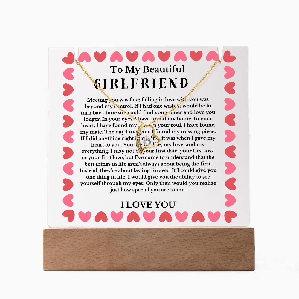 To My Beautiful Girlfriend Acrylic Plaque Necklace, Wife Birthday Gift, Valentines Gift for Soulmate, Anniversary Gift for Her, Future Wife, Girlfriend