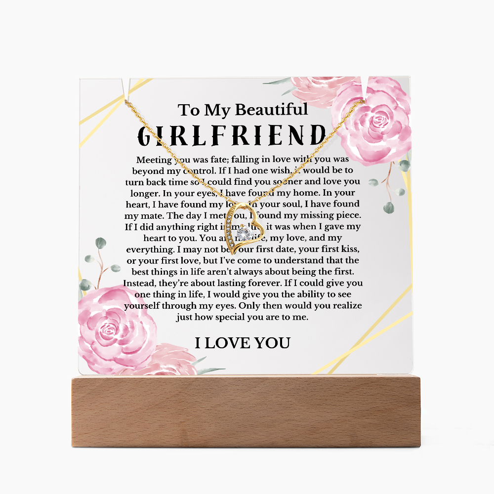 To My Beautiful Girlfriend Acrylic Plaque Necklace, Wife Birthday Gift, Valentines Gift for Soulmate, Anniversary Gift for Her, Future Wife, Girlfriend