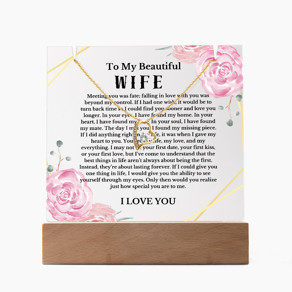 To My Beautiful Wife Acrylic Plaque Necklace, Wife Birthday Gift, Valentines Gift for Soulmate, Anniversary Gift for Her, Future Wife, Girlfriend