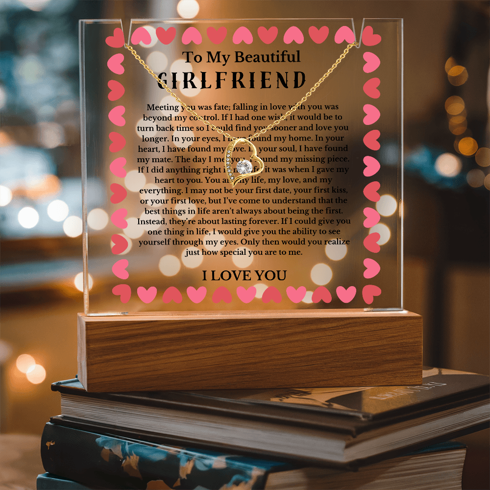 To My Beautiful Girlfriend Acrylic Plaque Necklace, Wife Birthday Gift, Valentines Gift for Soulmate, Anniversary Gift for Her, Future Wife, Girlfriend