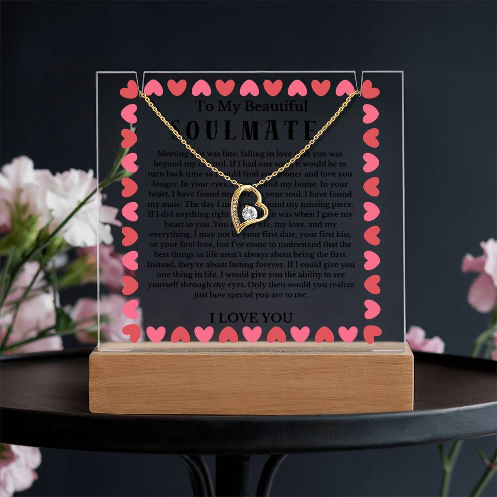To My Beautiful Soulmate Acrylic Plaque Necklace, Wife Birthday Gift, Valentines Gift for Soulmate, Anniversary Gift for Her, Future Wife, Girlfriend