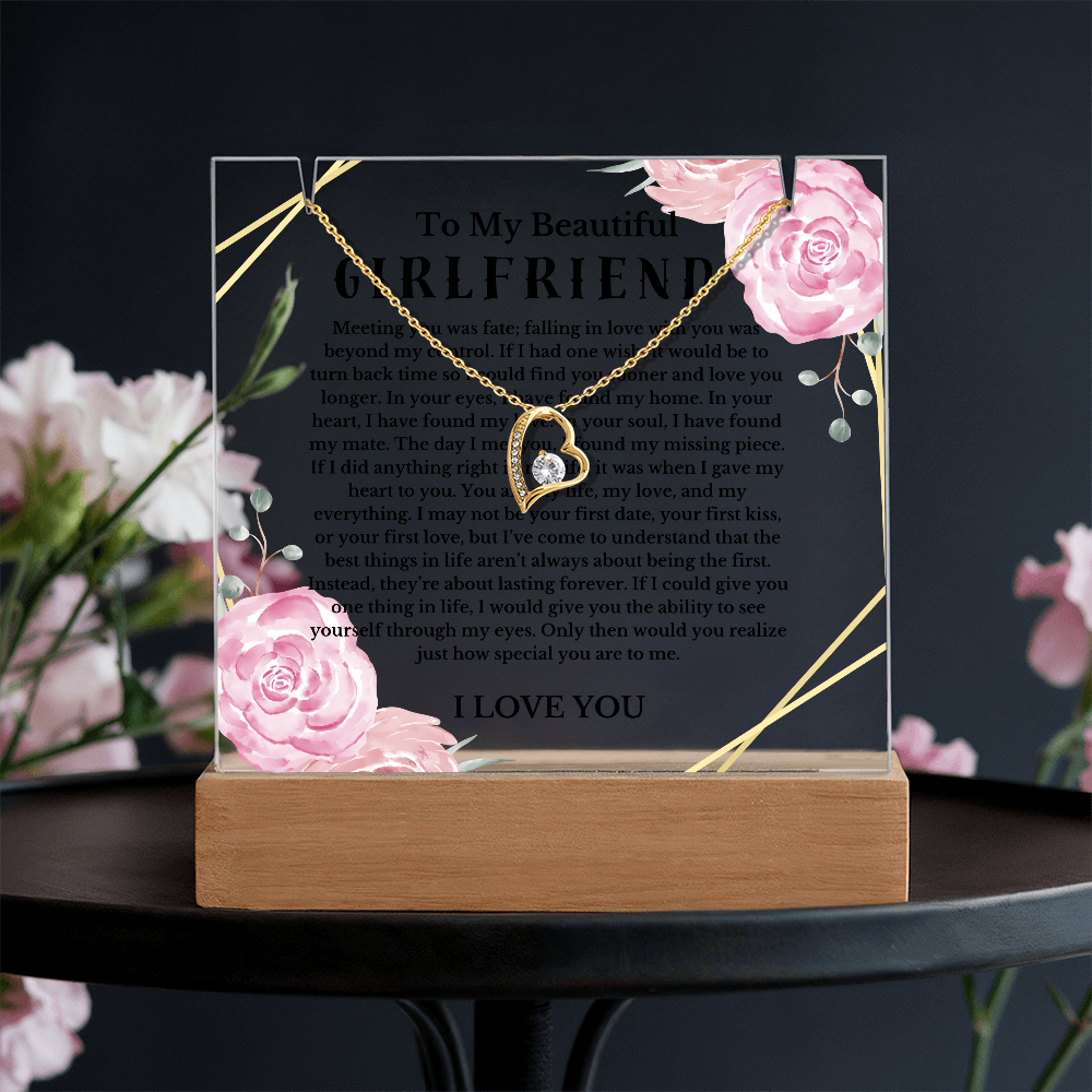 To My Beautiful Girlfriend Acrylic Plaque Necklace, Wife Birthday Gift, Valentines Gift for Soulmate, Anniversary Gift for Her, Future Wife, Girlfriend