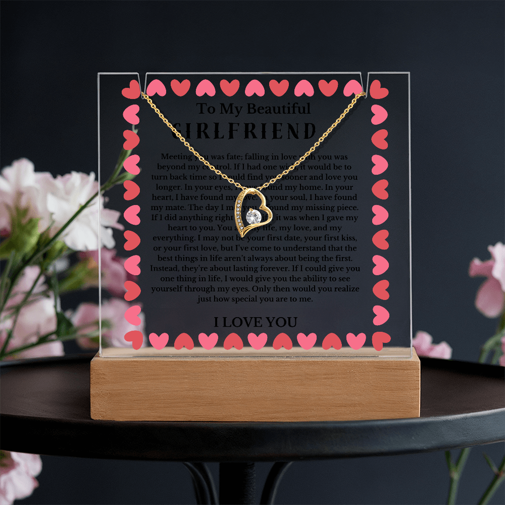 To My Beautiful Girlfriend Acrylic Plaque Necklace, Wife Birthday Gift, Valentines Gift for Soulmate, Anniversary Gift for Her, Future Wife, Girlfriend