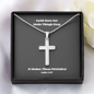 Mens Silver Cross Necklace with Chain and Meaningful Faith Luke Message Card, Gift of Faith For Men and Boys