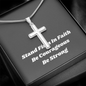 Mens Silver Cross Necklace with Chain and Meaningful Faith Message Card, Gift of Faith For Men and Boys