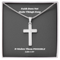 Mens Silver Cross Necklace with Chain and Meaningful Faith Luke Message Card, Gift of Faith For Men and Boys