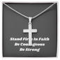 Mens Silver Cross Necklace with Chain and Meaningful Faith Message Card, Gift of Faith For Men and Boys