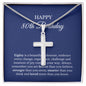 80th Birthday Necklace, Birthday Cross Necklace, Birthday Gifts For Woman, Birthday Card, Pendant Necklace