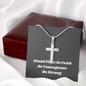 Mens Silver Cross Necklace with Chain and Meaningful Faith Message Card, Gift of Faith For Men and Boys