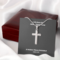 Mens Silver Cross Necklace with Chain and Meaningful Faith Luke Message Card, Gift of Faith For Men and Boys