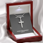 Mens Silver Cross Necklace with Chain and Meaningful Faith Luke Message Card, Gift of Faith For Men and Boys