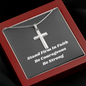 Mens Silver Cross Necklace with Chain and Meaningful Faith Message Card, Gift of Faith For Men and Boys