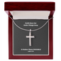 Mens Silver Cross Necklace with Chain and Meaningful Faith Luke Message Card, Gift of Faith For Men and Boys