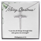 Phil 4:13 Strength Bible Scripture, Cross Necklace, Faith Christian Jewelry, Christmas Necklace