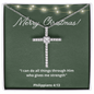 Phil 4:13 Strength Bible Scripture, Cross Necklace, Faith Christian Jewelry, Christmas Necklace