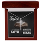 Sister Faith Cross Necklace, Scripture Encouragement Jewelry Gift, Motivation