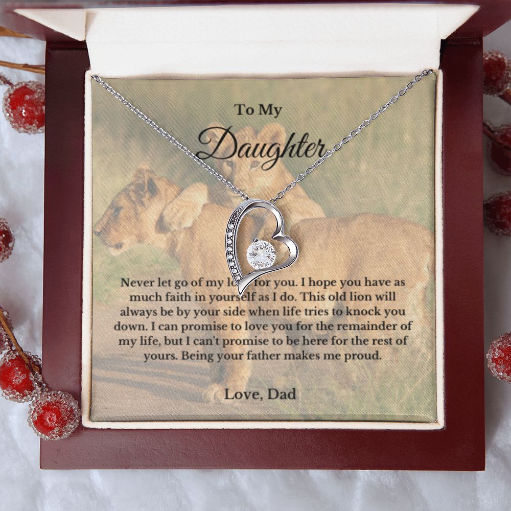 To My Daughter Necklace, Father Daughter Necklace, Father to Daughter Birthday Gift, Gifts to Daughter from Dad, Lion Necklace For Child