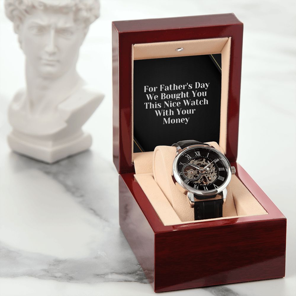 Funny Father Watch, Christmas Gift For Dad, Gift From Daughter, From Son, Message Card Watch, Openwork Watch, To My Dad Gift, Wrist Watch Gift