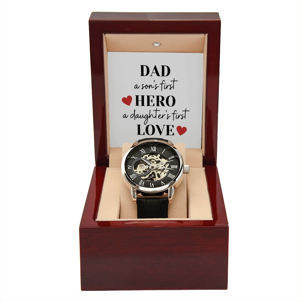 Father's Day Watch, Christmas Gift For Dad, Gift From Daughter, From Son, Message Card Watch, Openwork Watch, To My Dad Gift, Wrist Watch Gift
