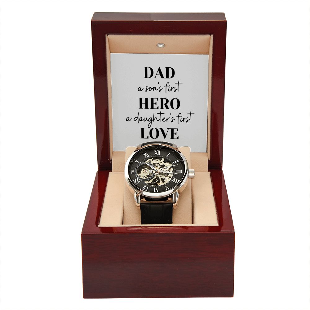 Father's Day Watch, Christmas Gift For Dad, Gift From Daughter, From Son, Message Card Watch, Openwork Watch, To My Dad Gift, Wrist Watch Gift