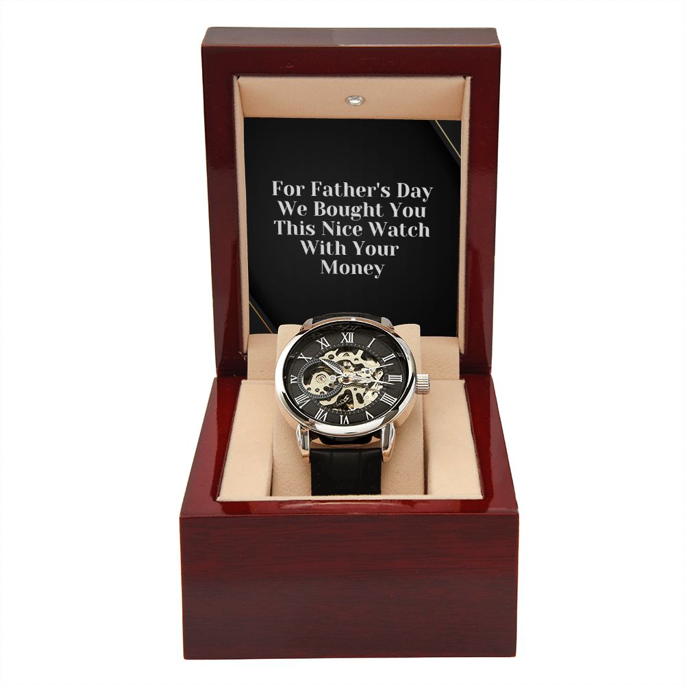 Funny Father Watch, Christmas Gift For Dad, Gift From Daughter, From Son, Message Card Watch, Openwork Watch, To My Dad Gift, Wrist Watch Gift
