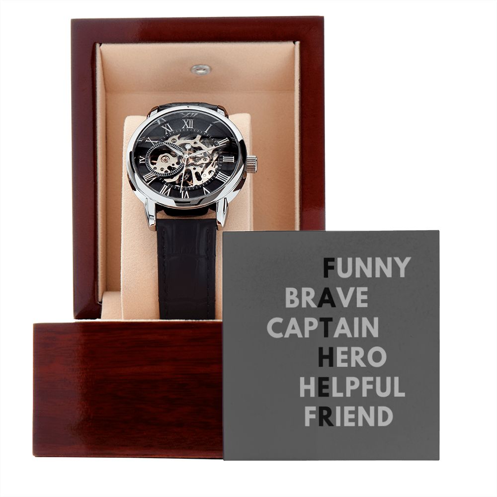 Father's Day Watch, Christmas Gift For Dad, Gift From Daughter, From Son, Message Card Watch, Openwork Watch, To My Dad Gift, Wrist Watch Gift